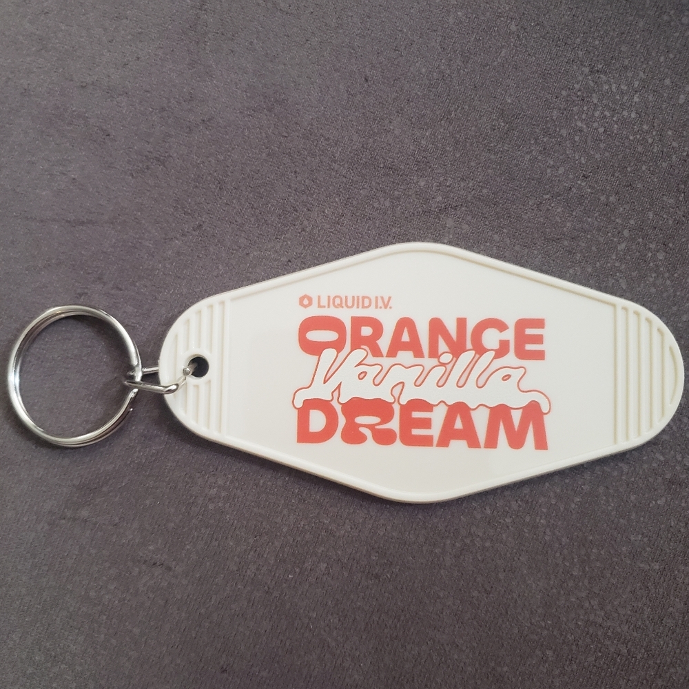 Liquid IV Orange Vanilla Dream Vintage Motel Key Style Keychain Creme Orange NWT